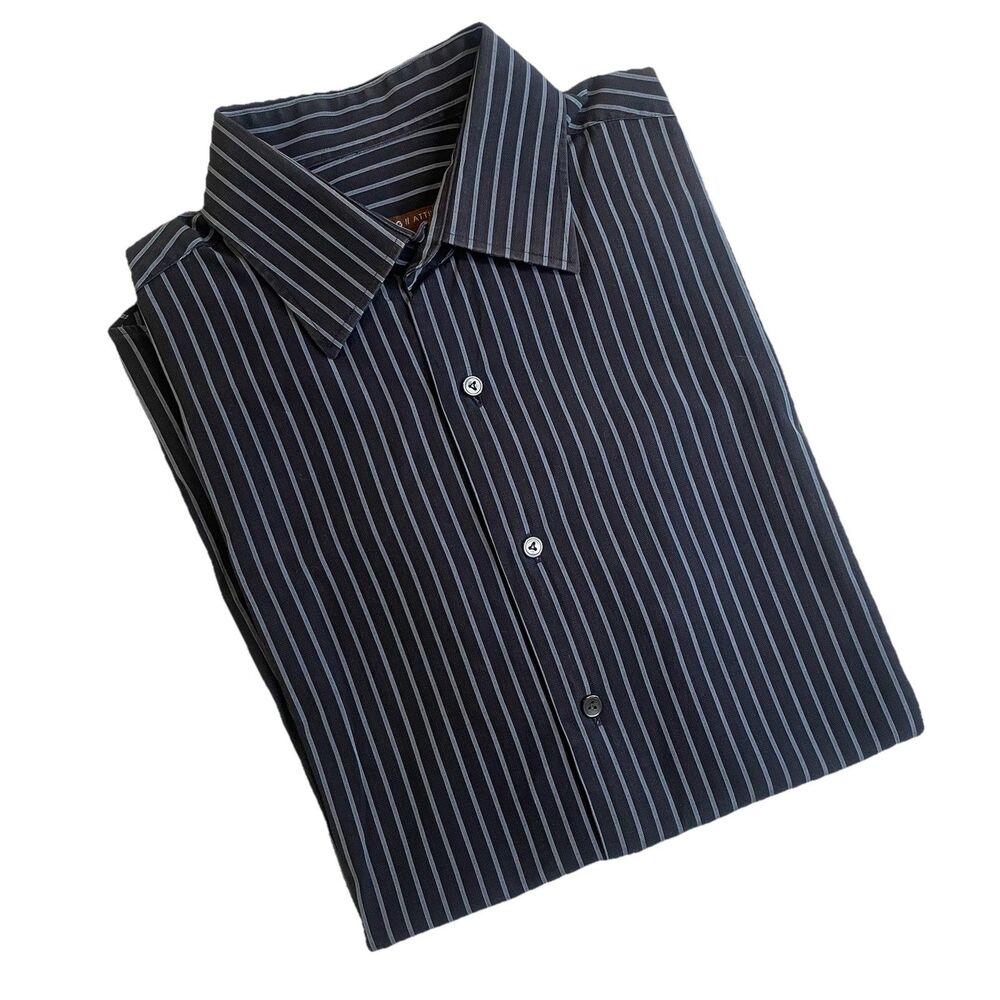 BCBG Attitude Blue Pinstripe Modern Fit Button Up-L
